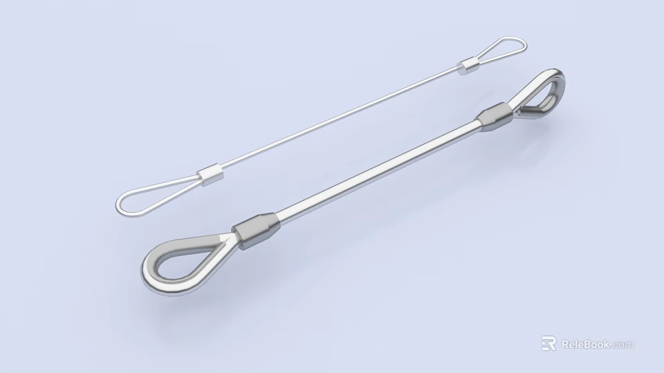 Stainless Steel Metal Tools with Loop Ends and Adjustable Middle Parts 3d model 