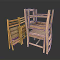 Vintage Wooden Single Chair with Woven Seat and Rustic Frame Design for Home Use