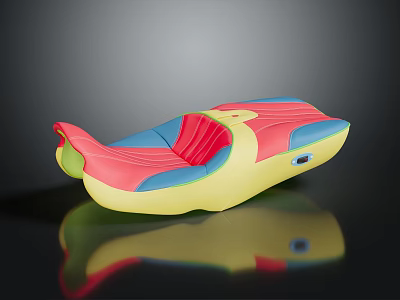 Vibrant Children's Ergonomic Seat With Red Blue And Yellow Cushion And Streamlined Design 3d model