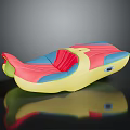 Vibrant Children's Ergonomic Seat With Red Blue And Yellow Cushion And Streamlined Design