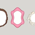 Three Decorative Mirrors With Brown Pink And Beige Frames Various Shapes 3d model