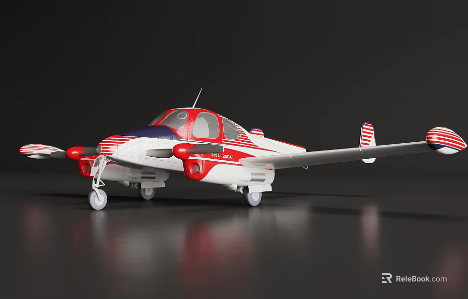 Red White Detailed Model Airplane with Streamlined Body and Dual Engines 3d model 
