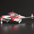 Red White Detailed Model Airplane with Streamlined Body and Dual Engines