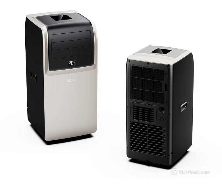 Modern Portable Air Cooler Fan With Digital Display And Different Color Styles 3d model 