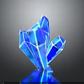 Blue Stone Crystal With Multi Faceted Shiny Surface And Black Background Reflection 3d model