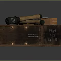 Military Grenades Crossed On Old Wooden Crate With Vintage Labels And Storage Markings