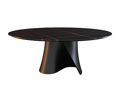 Black Round Modern Dining Table With Marble Top And Unique Curved Base 3d model