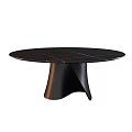 Black Round Modern Dining Table With Marble Top And Unique Curved Base 3d model