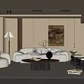 Modern Minimalist Living Room Interior With Beige Walls Sofa Coffee Table And Decorative Painting
