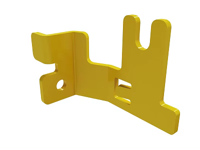 Yellow Metal Bracket With Curved Structure And Mounting Holes For Industrial Use 3d model