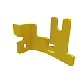 Yellow Metal Bracket With Curved Structure And Mounting Holes For Industrial Use