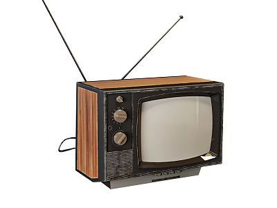 Vintage Television With Wooden Case Antennas Knobs And Classic Screen 3d model