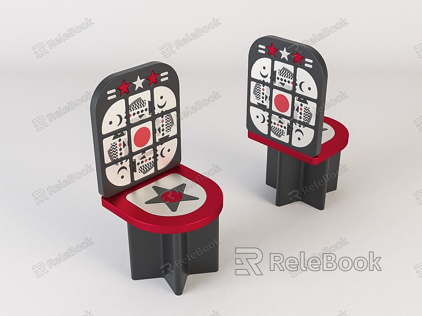 Modern Children's Chair Children's Cartoon Wooden Stool model