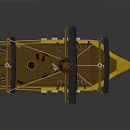 Pirate Ship Model With Black Sails Yellow Bow And Brown Hull On Gray Background