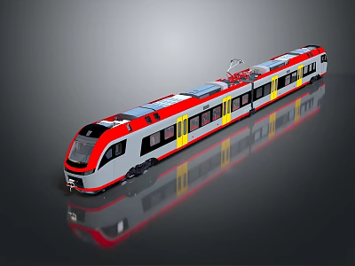 Modern Sleek Red And Silver Train With Streamlined Front And Multiple Carriages 3d model