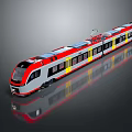 Modern Sleek Red And Silver Train With Streamlined Front And Multiple Carriages