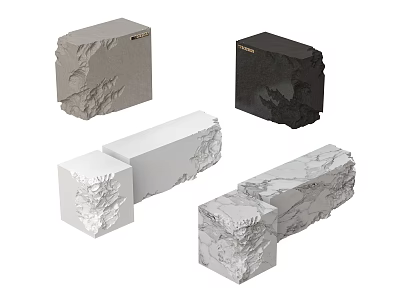 Natural Stone And Wood Textured Blocks For Interior Design Projects 3d model