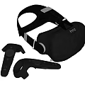 Black HTC VR Headset With Controllers For Immersive Digital Experience
