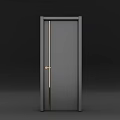 Modern Flush Door With Gray Surface And Gold Decorative Strip And Handle 3d model