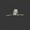 Large Natural Stone Rock 3D Model Surrounded By Small Stones And Green Grass
