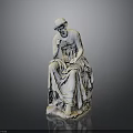 Classical Woman Statue In Sitting Posture With Flowing Drapery And Contemplative Hand Gesture