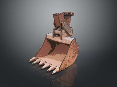 Heavy Duty Metal Excavator Bucket With Toothed Edge For Construction Machinery 3d model