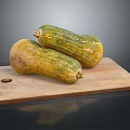 Two Ripe Squash Placed on Wooden Cutting Board Ready for Meal Preparation