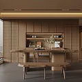 Modern Restaurant Interior With Wooden Walls Long Table Bench And Window 3d model