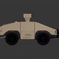 Beige Unmanned Security Vehicle With Four Wheels And Top Green Lights