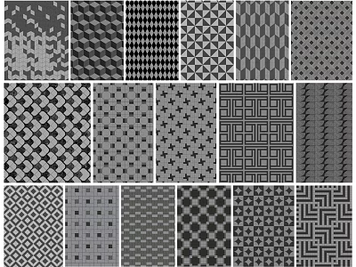 Diverse Geometric Patterns For Plaza Pavement Design And Textures 3d model