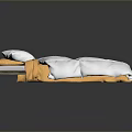 Modern Cozy Bed Setup With White Comforter Soft Pillows And Orange Trim 3d model