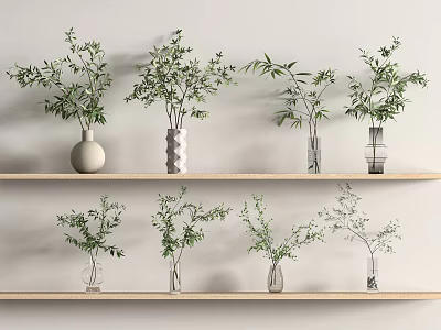 Modern Vase Flower Green Plant Ornaments Floral Ornaments 3d model