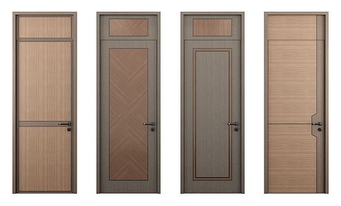 New Chinese Style Flat Door Single Door 3d model