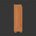 Traditional Orange Wooden Cabinet With Glass Panel Doors And Decorative Drawers