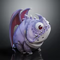 Cute Purple Fantasy Creature Character With Big Red Eyes Spotted Skin And Bat Wings