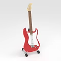 Red Electric Guitar Musical Instrument On Stand With Classic Design And Quality Craftsmanship