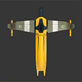 Yellow Aircraft Model Featuring Green Cockpit Gray White Striped Wings And Landing Gear