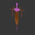 Ancient Golden Sword With Decorative Hilt And Intricate Ornate Pendants Design