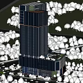Modern High Rise Hotel Building With Glass Curtain Walls And Large Digital Screen