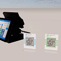 Modern Commercial Equipment Featuring Touchscreen Cash Register And QR Code Payment Tools 3d model