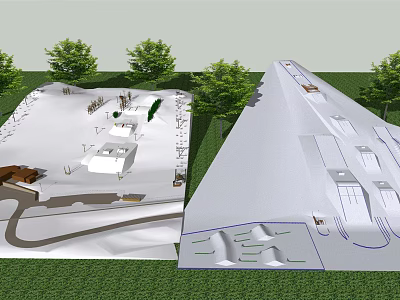 Outdoor Sports Fitness Area Design With Running Track Green Trees And Exercise Facilities 3d model