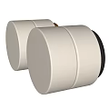 Two Modern Wall Sconces With White Shades And Black Brown Bases For Home Interior Lighting