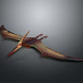Flying Pterosaur Model With Spread Wings And Detailed Body Structure