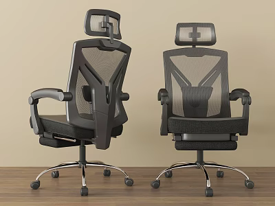 Modern Black Mesh Office Chairs With Adjustable Headrests And Ergonomic Design 3d model