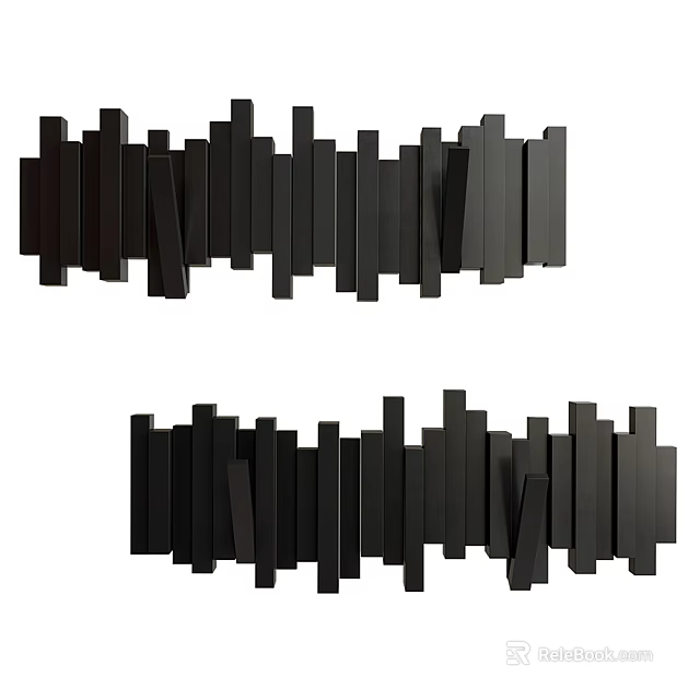 Modern Black Abstract Wooden Wall Decor For Stylish Home Interior Design 3d model 