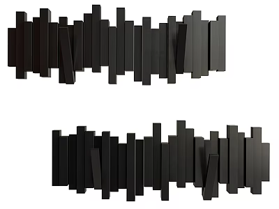 Modern Black Abstract Wooden Wall Decor For Stylish Home Interior Design 3d model