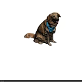 Cute Yellow Labrador Dog Wearing Blue Bandana Sitting On Light Background Looking Happy