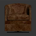 Elegant Brown Leather Single Sofa with Curved Arms for Modern Interior Design 3d model
