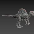 Realistic Spinosaurus 3D Model With Large Sail Back And Open Mouth On Blue Background