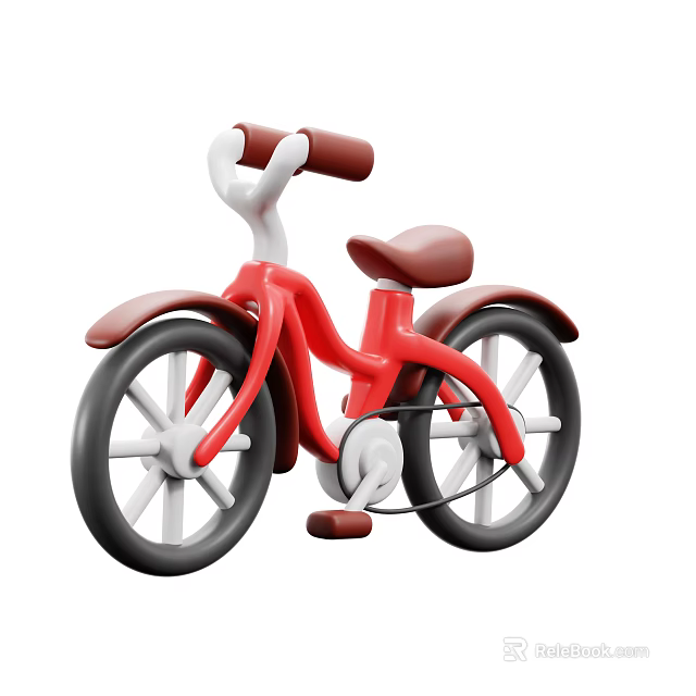 Red Children's Bicycle With Brown Handlebars Seat And Black Wheels Design 3d model 